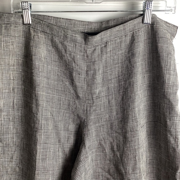Rafaella NWT 100% Pure Linen Gray & Black Plaids High Rise Wide Leg Pants Size16 - Picture 3 of 11
